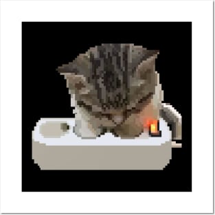 the charcing cat - pixelart Posters and Art